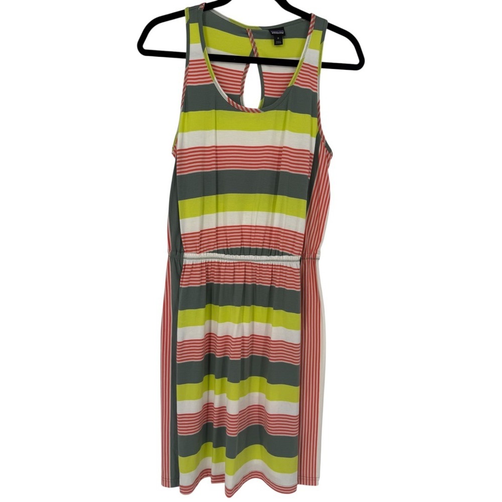 Patagonia Womens West Ashley Dress Fitz Stripe Micro Hemlock Green Size‎ Medium